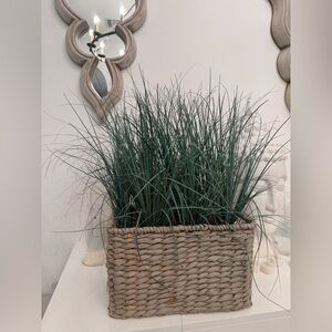 Decorative Home Decor Woven Basket with Green Grass